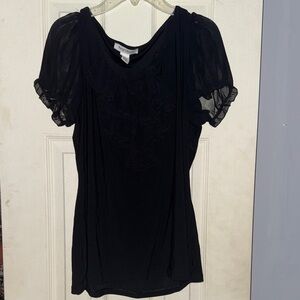 White House Black Market, Black Sheer Ruffle Top